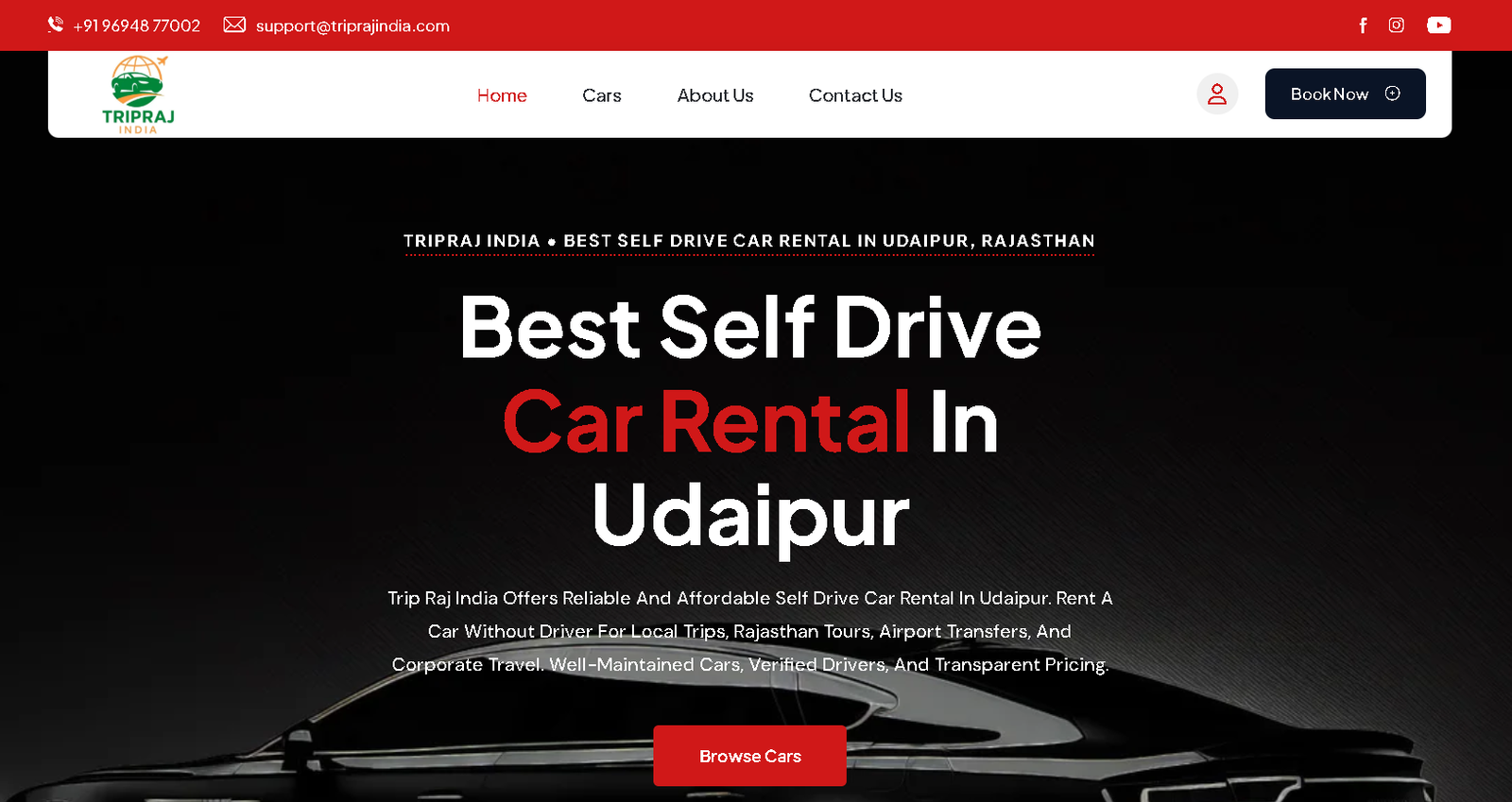 Tripraj India – Car Rental Website